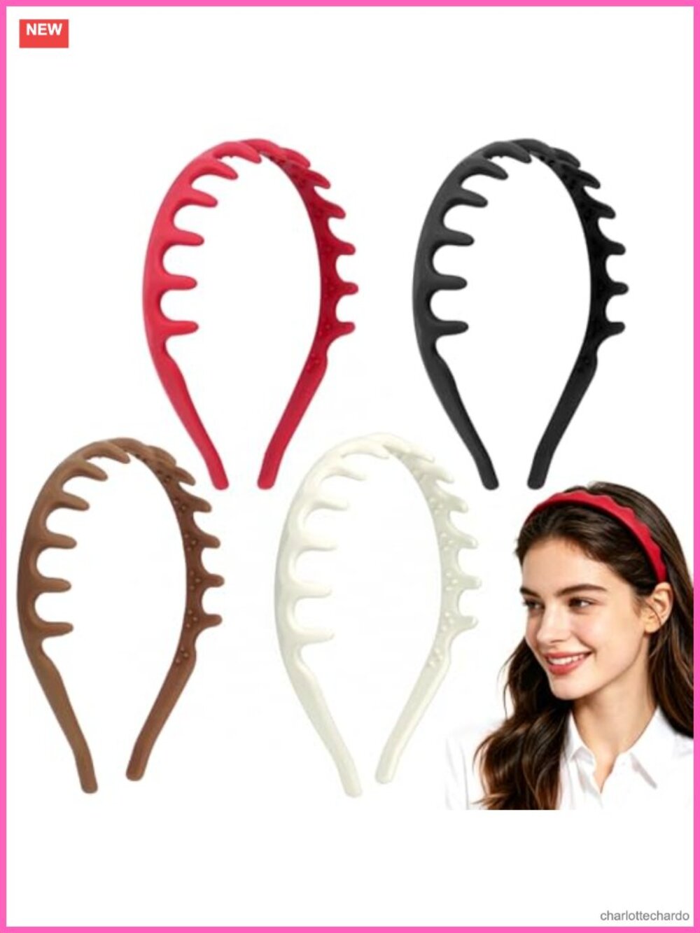 4 Pack Zig Zag Headbands Non Slip Silicone U Shape Hair Accessories